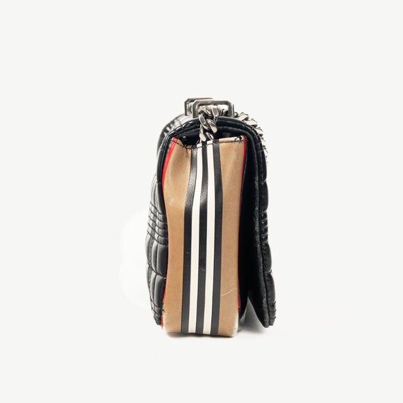 Burberry Lola Small Black Quilted Leather Icon-Stripe Shoulder Bag - Picture 3 of 13